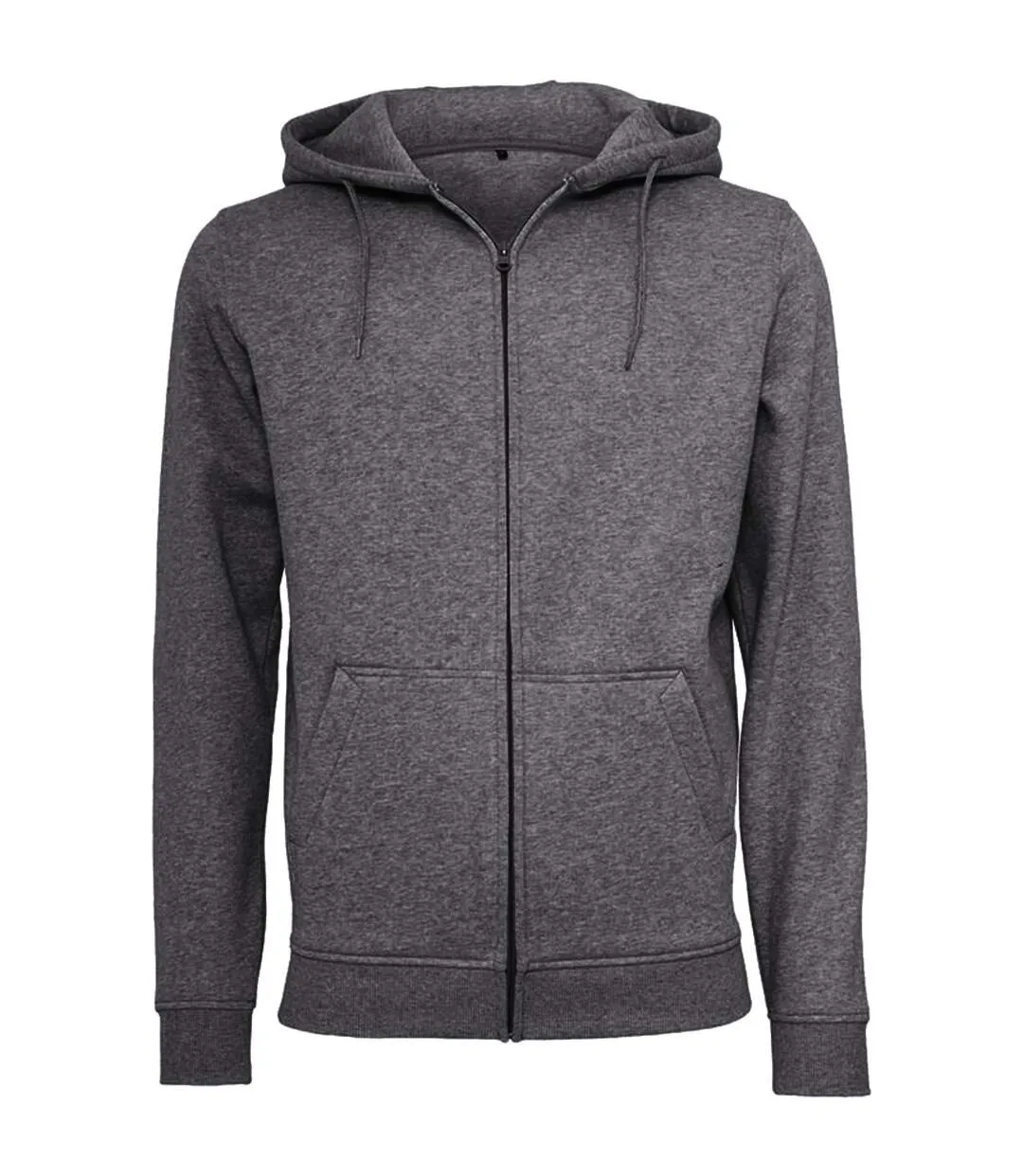 Build Your Brand Mens Heavy Zip Up Hoodie (Charcoal) - UTRW5680