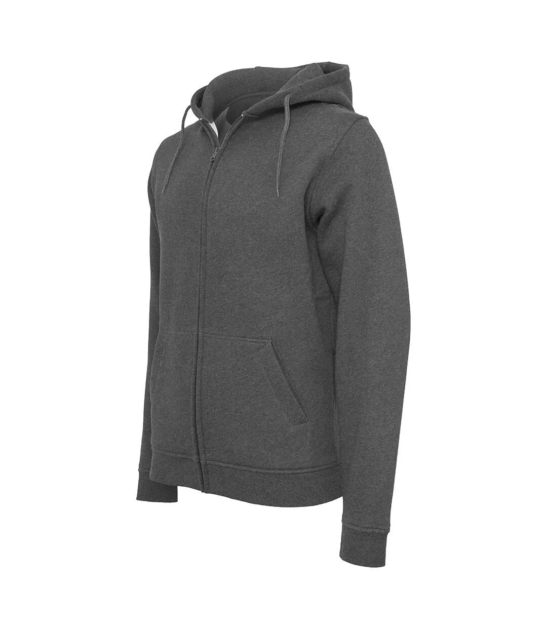 Build Your Brand Mens Heavy Zip Up Hoodie (Charcoal) - UTRW5680