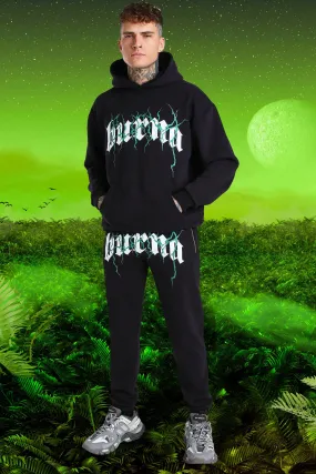 Burna Boy Oversized Tour Print Hooded Tracksuit | boohooMAN UK