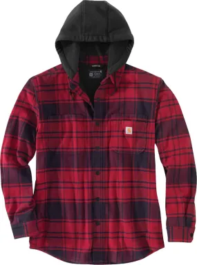 Carhartt Men's Flannel Fleece Lined Hooded Shirt Jacket Oxblood | Buy Carhartt Men's Flannel Fleece Lined Hooded Shirt