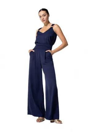 Caroline Biss NIGHT BLUE LOOSE HIGH WAIST WIDE TROUSERS