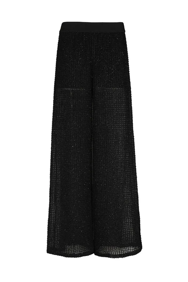 Caroline Biss SEMI SHEER LUREX LOOSE WIDE TROUSERS