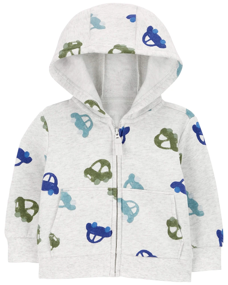 Carters Oshkosh Baby Car Print Zip-Up Fleece Hoodie