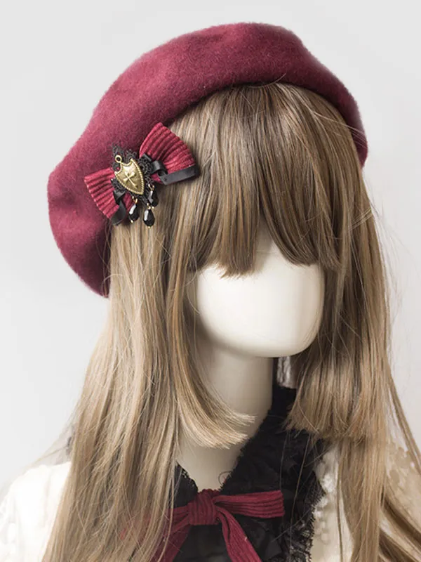 Classic Lolita Beret Wool Burgundy Lolita Hat