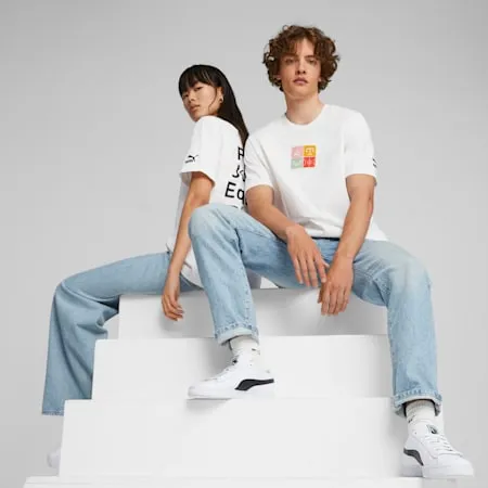 Classics 'Icons of Unity' Unisex Graphic Tee | PUMA White-Peach Smoothie | PUMA Women | PUMA 