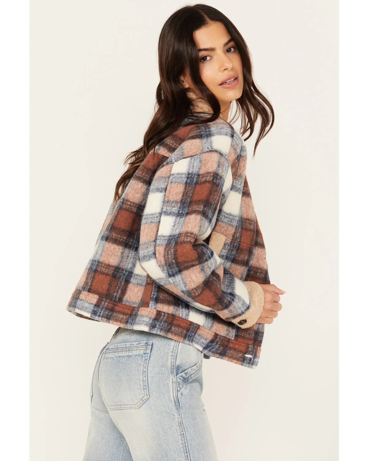 Cleo + Wolf Women's Cropped Plaid Print Jacket