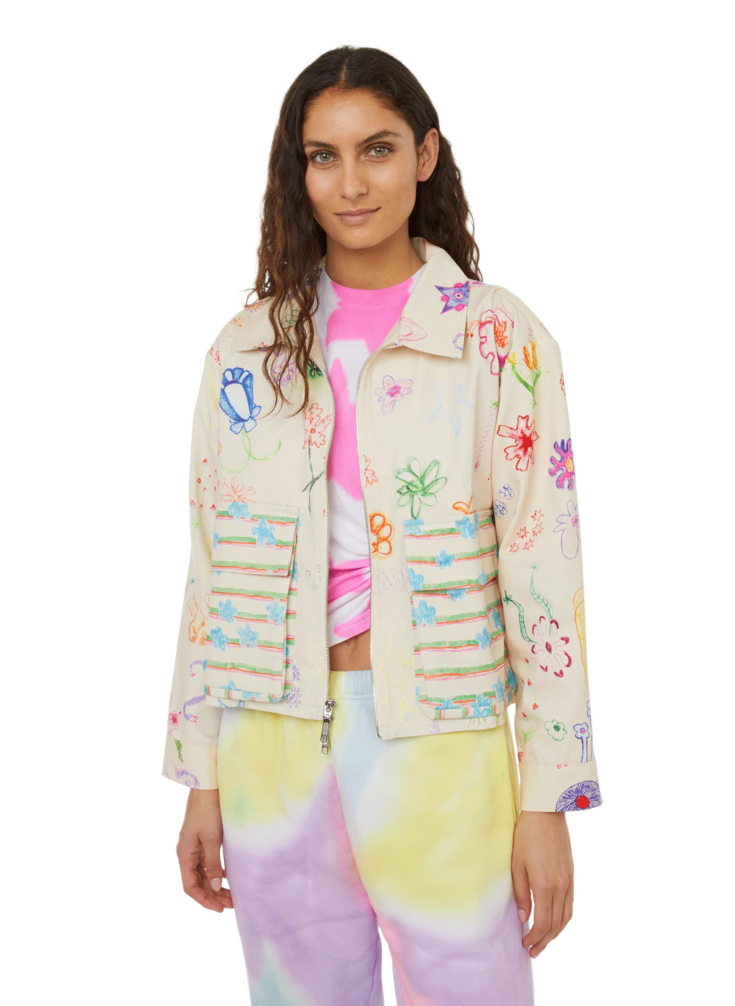 COLLINA STRADA  Cotton zip-up jacket with print - Multicolour