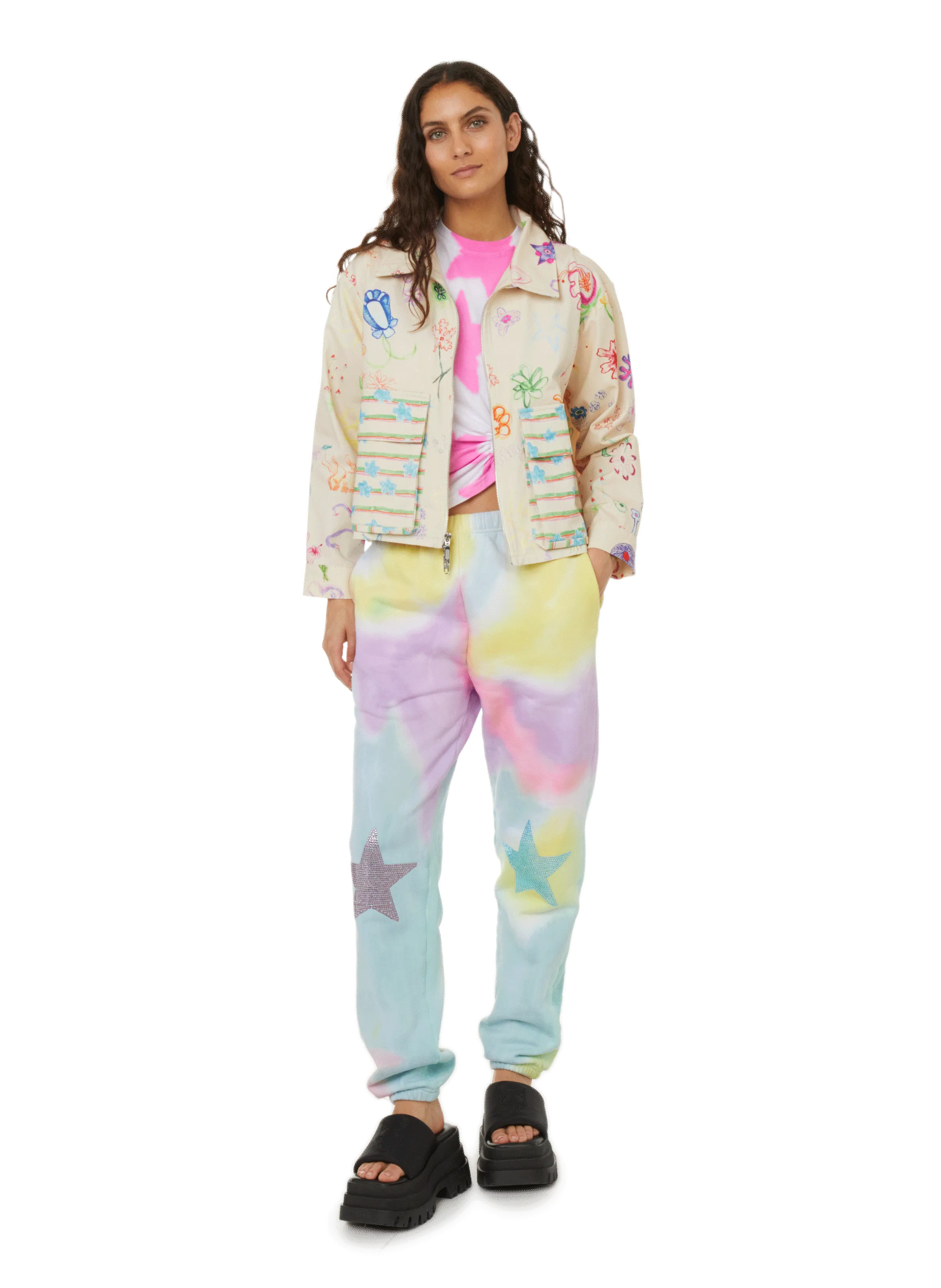 COLLINA STRADA  Cotton zip-up jacket with print - Multicolour