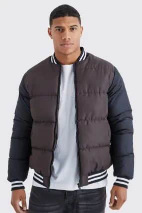 Color Block Padded Varsity Bomber