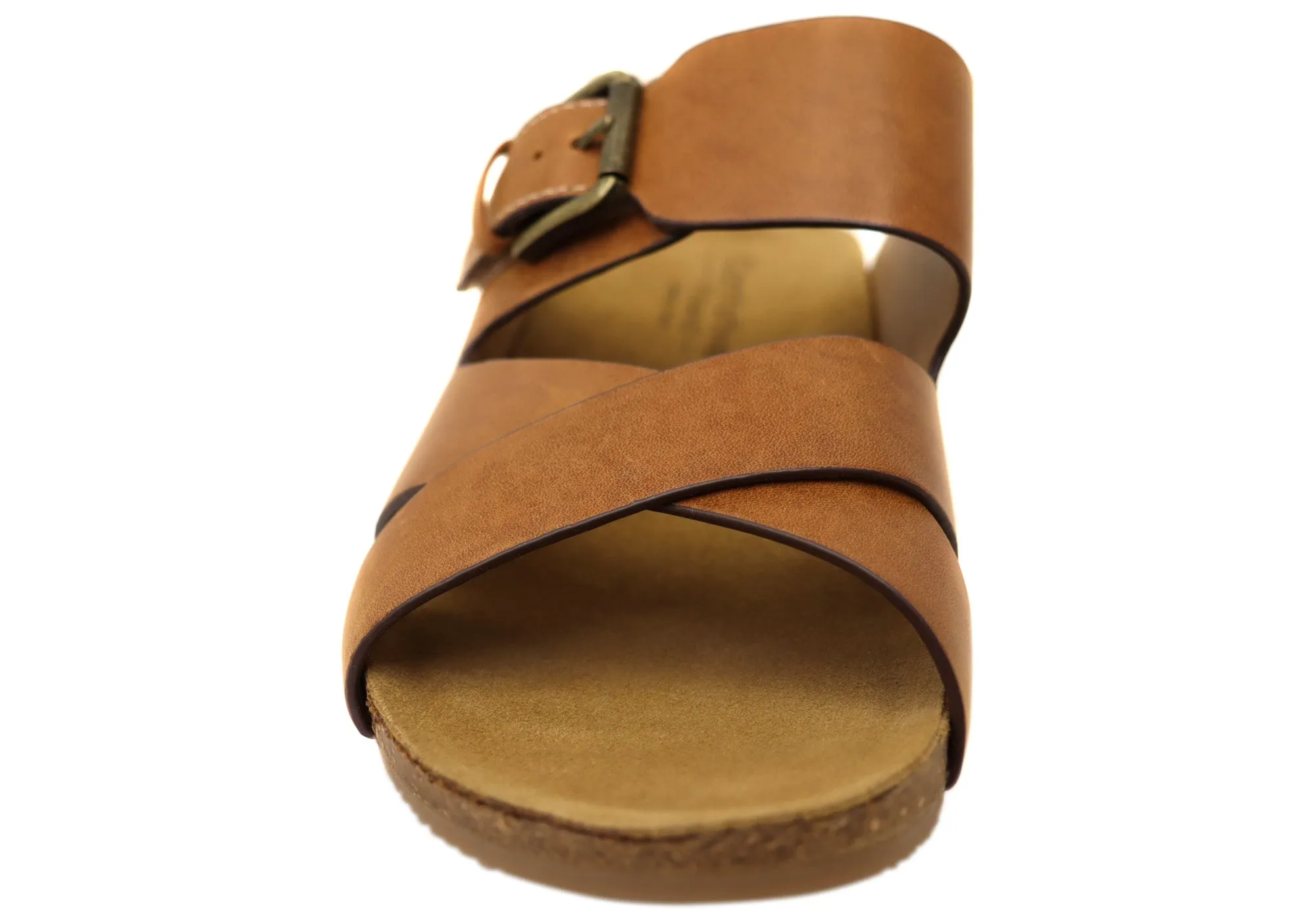 Comfortiva Gervaise Womens Comfort Footbed Wide Fit Leather Sandals