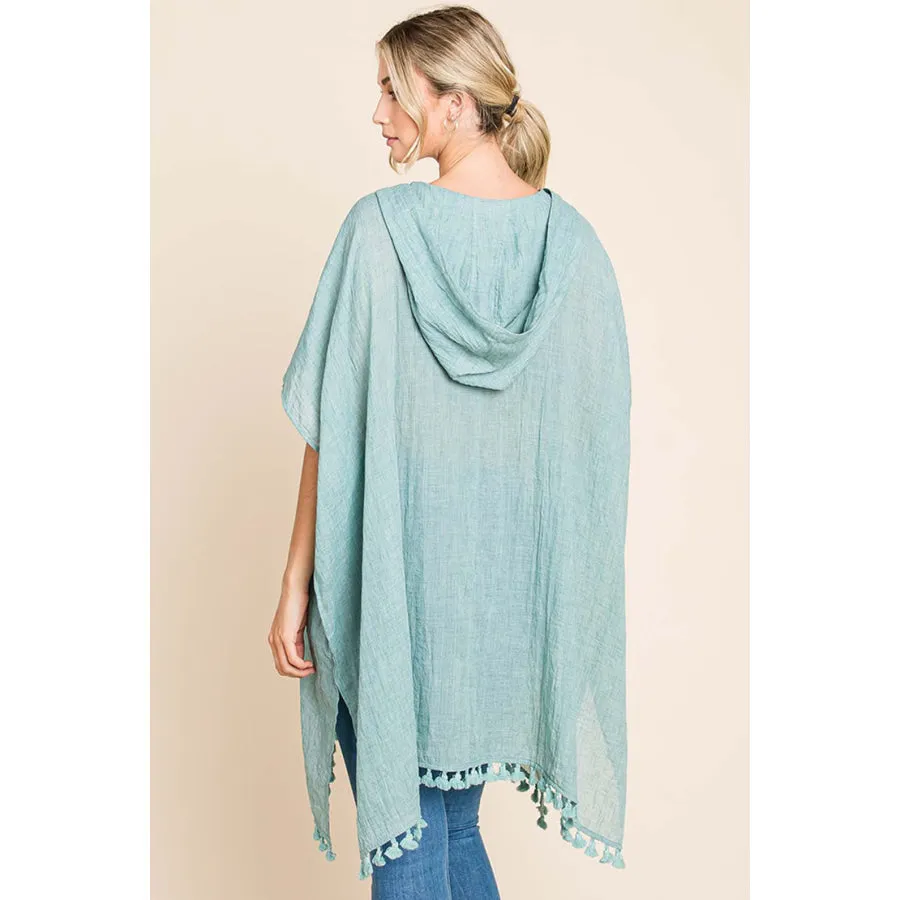 Cotton Bleu by Nu Label Tassel Hem Hooded Cover Up