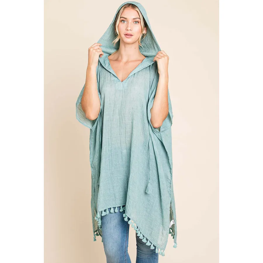 Cotton Bleu by Nu Label Tassel Hem Hooded Cover Up