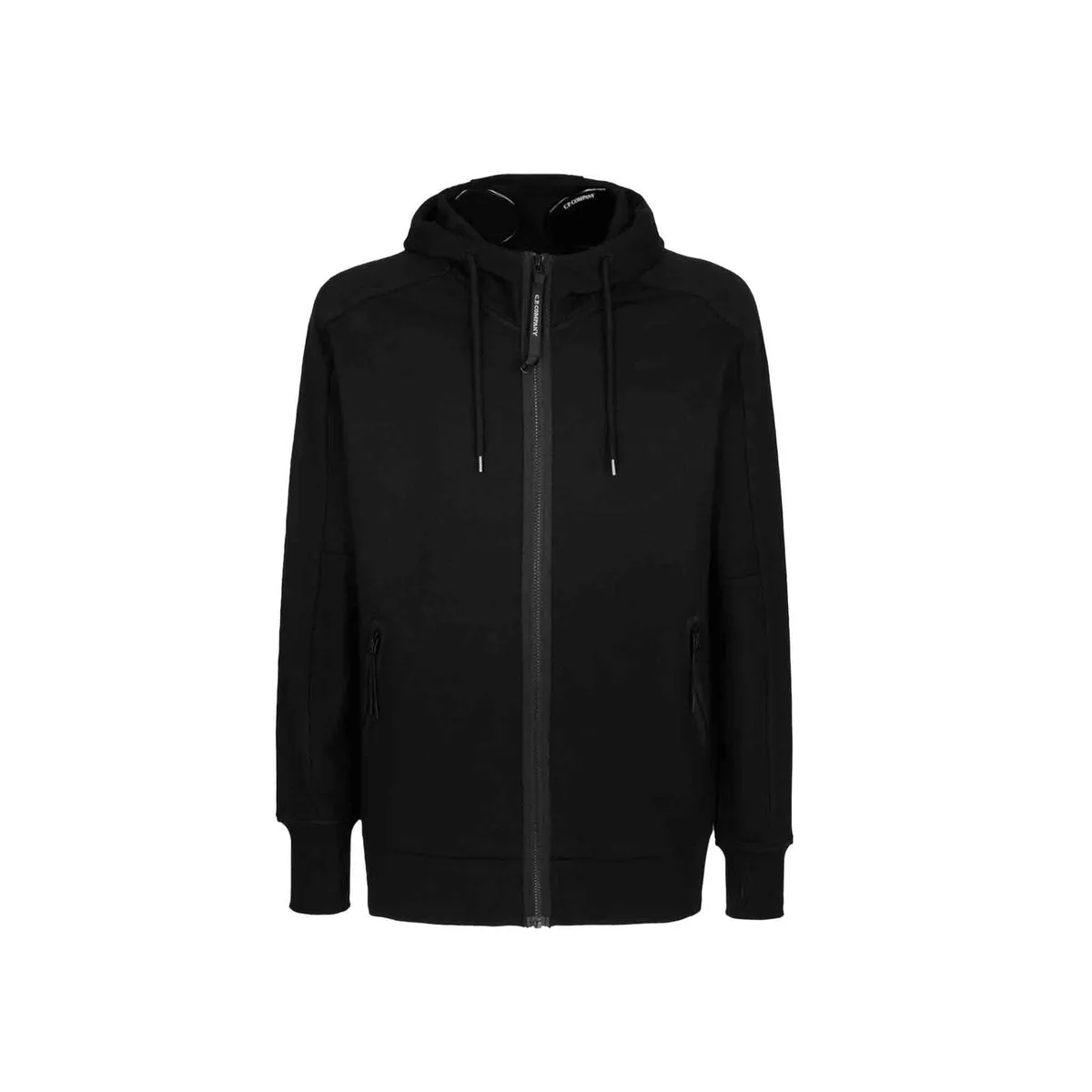 C.P Company Diagonal Raised Fleece Goggle Hoodie in Black