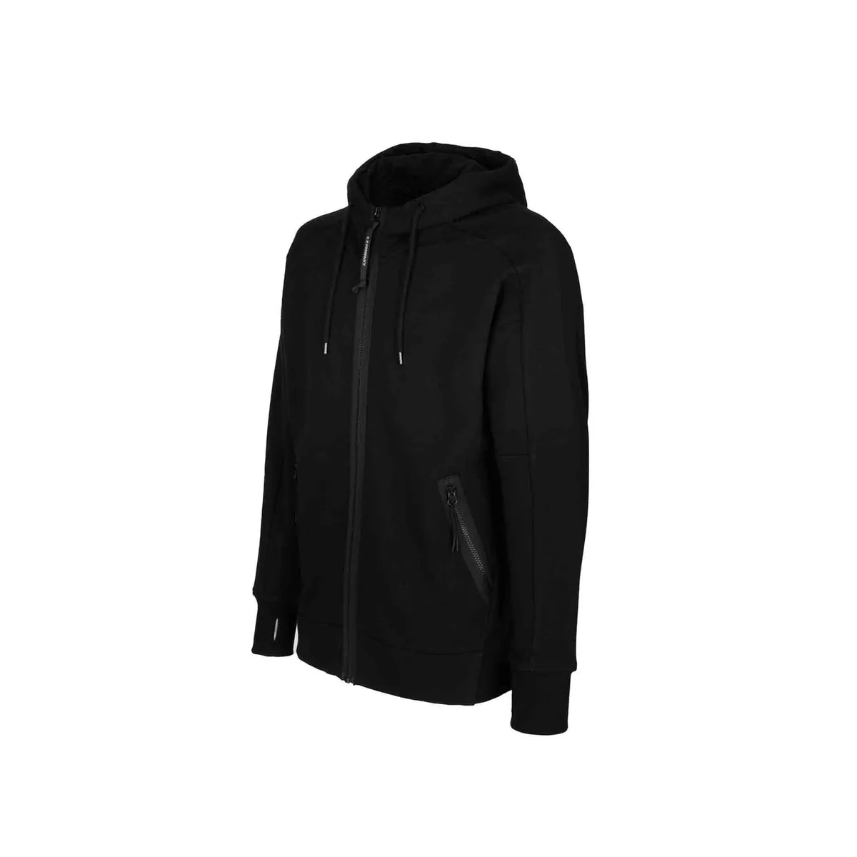 C.P Company Diagonal Raised Fleece Goggle Hoodie in Black