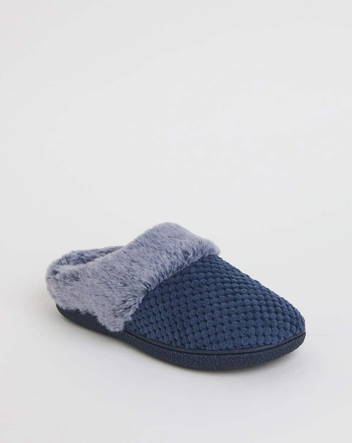 Cushion Walk Cosy Waffle Mule Slipper Wide E Fit