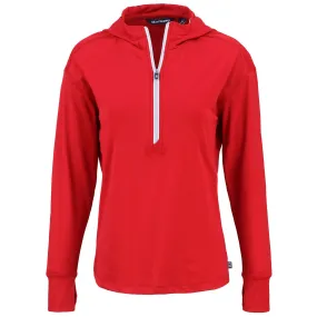 Cutter & Buck Women's Red Daybreak Eco Recycled Half Zip Hoodie