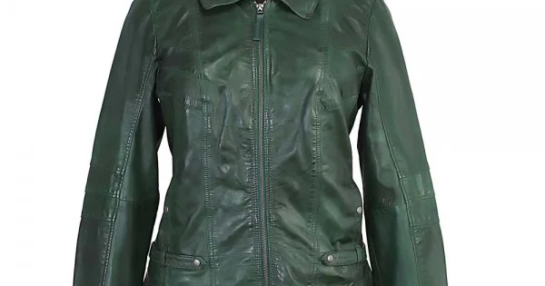 Dark green leather jacket for women(sheep,goat,buffalo leather)