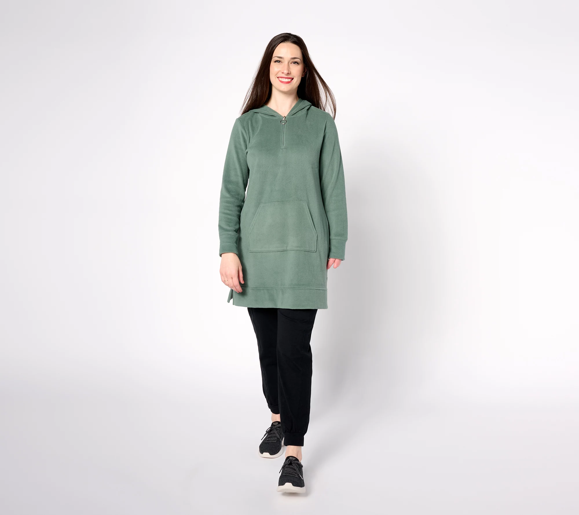 Denim & Co. Adaptive Dream Fleece Hooded Tunic Sweatshirt