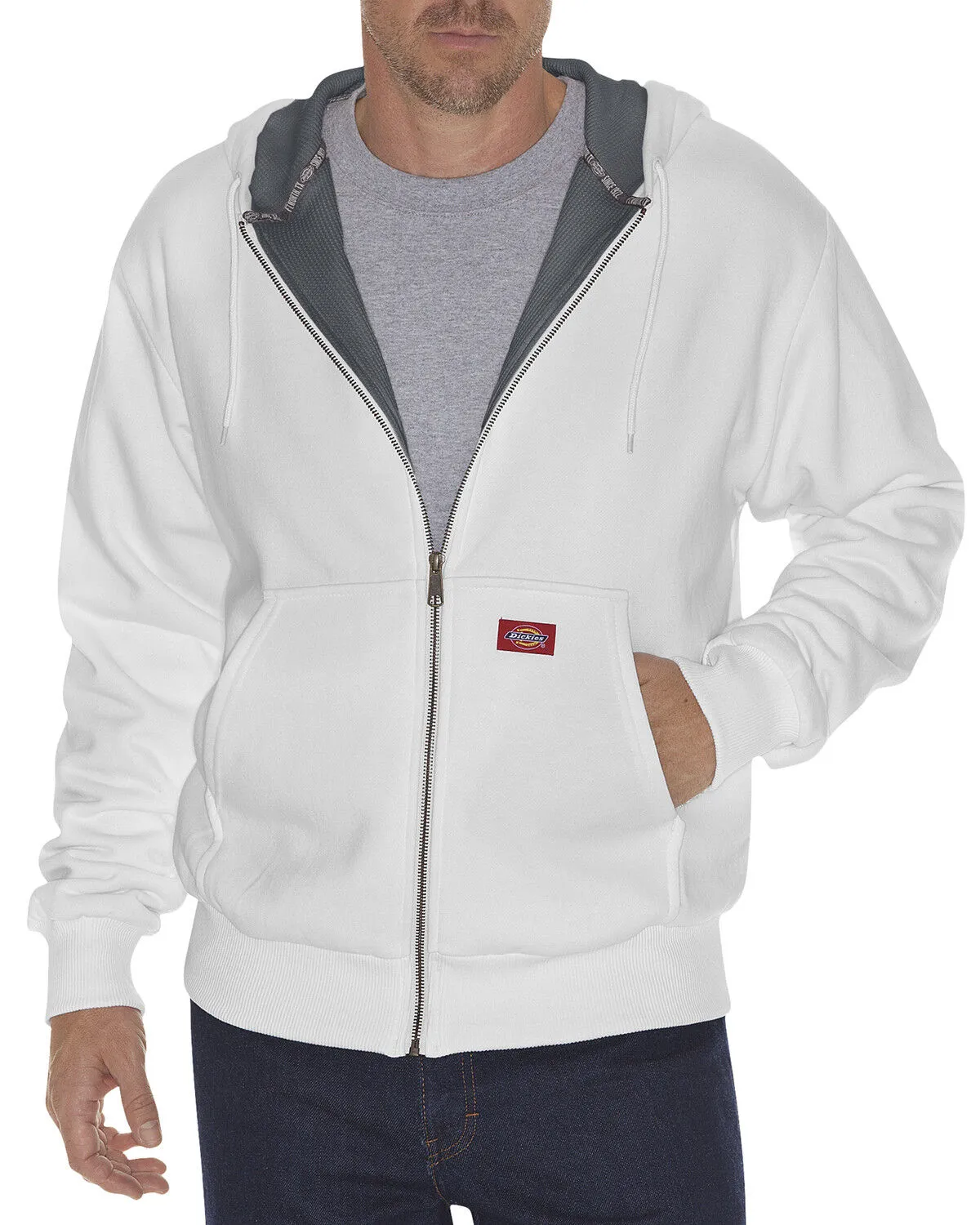 Dickies Men's Midweight Fleece Zip-Up Hooded Work Jacket