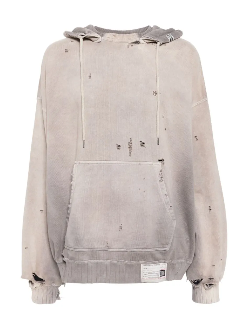 DISTRESSED-EFFECT COTTON HOODIE