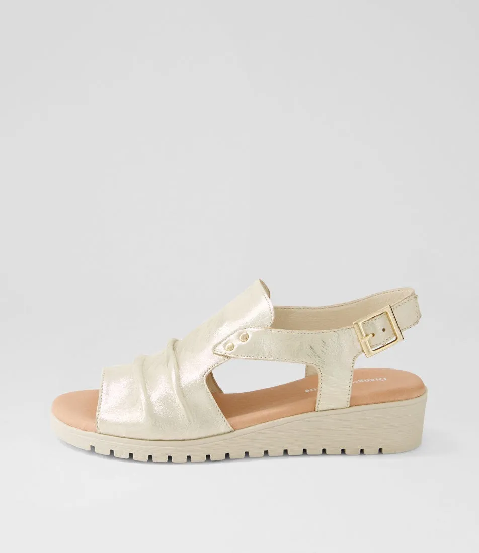 DJANGO & JULIETTE Madis Pale Gold Almond Scratch Leather Sandals