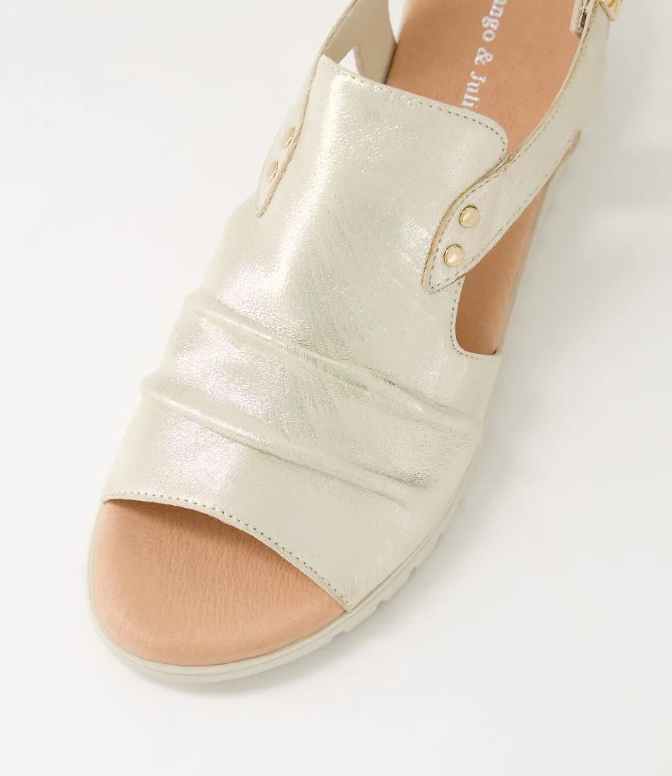 DJANGO & JULIETTE Madis Pale Gold Almond Scratch Leather Sandals