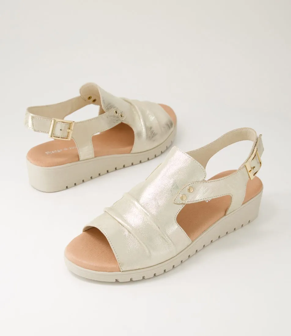 DJANGO & JULIETTE Madis Pale Gold Almond Scratch Leather Sandals