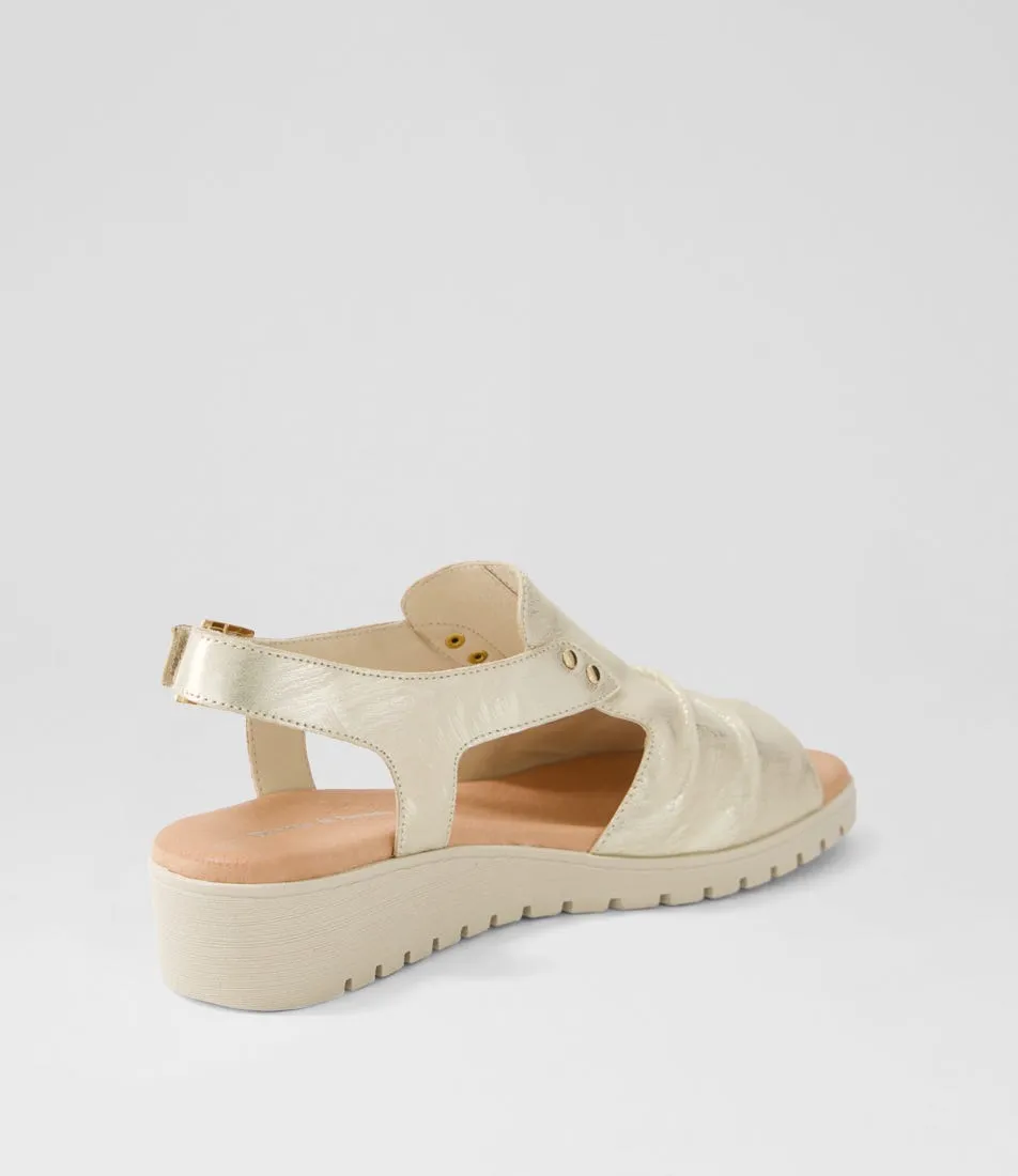 DJANGO & JULIETTE Madis Pale Gold Almond Scratch Leather Sandals