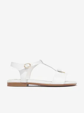 Dolce & Gabbana Girls Patent Leather Sandals in White