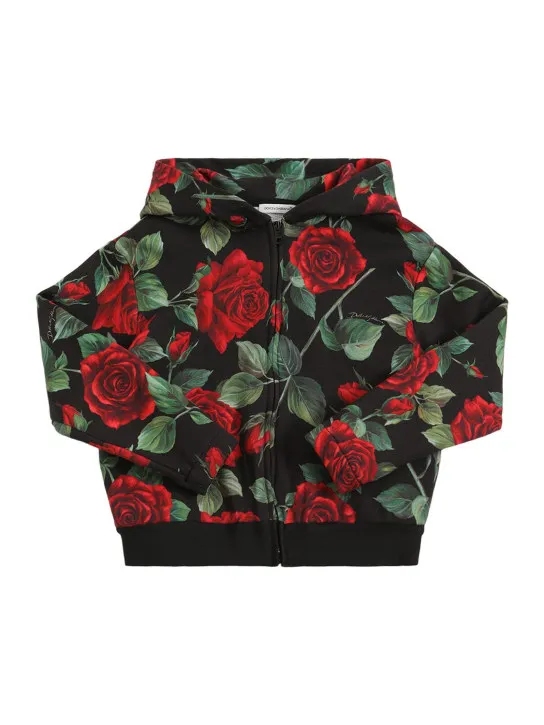 Dolce&Gabbana   Flower print cotton zip-up hoodie 