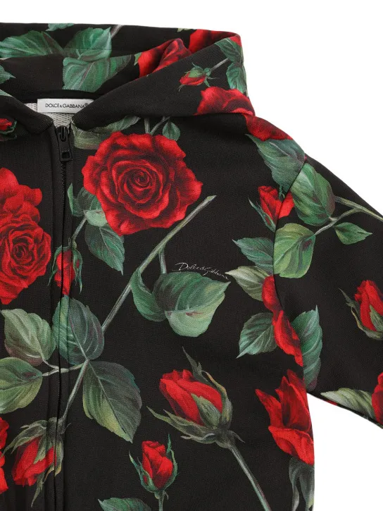 Dolce&Gabbana   Flower print cotton zip-up hoodie 