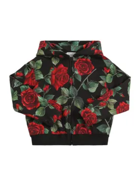 Dolce&Gabbana   Flower print cotton zip-up hoodie 