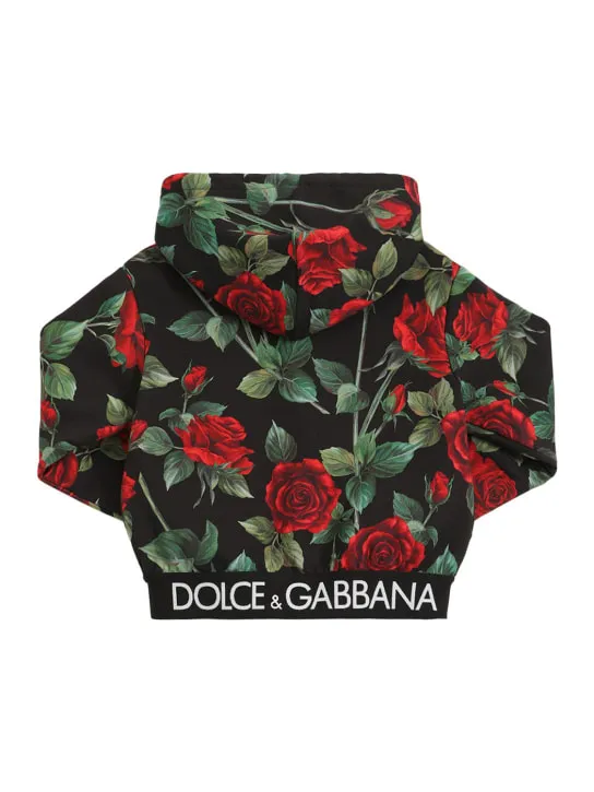 Dolce&Gabbana   Flower print cotton zip-up hoodie 