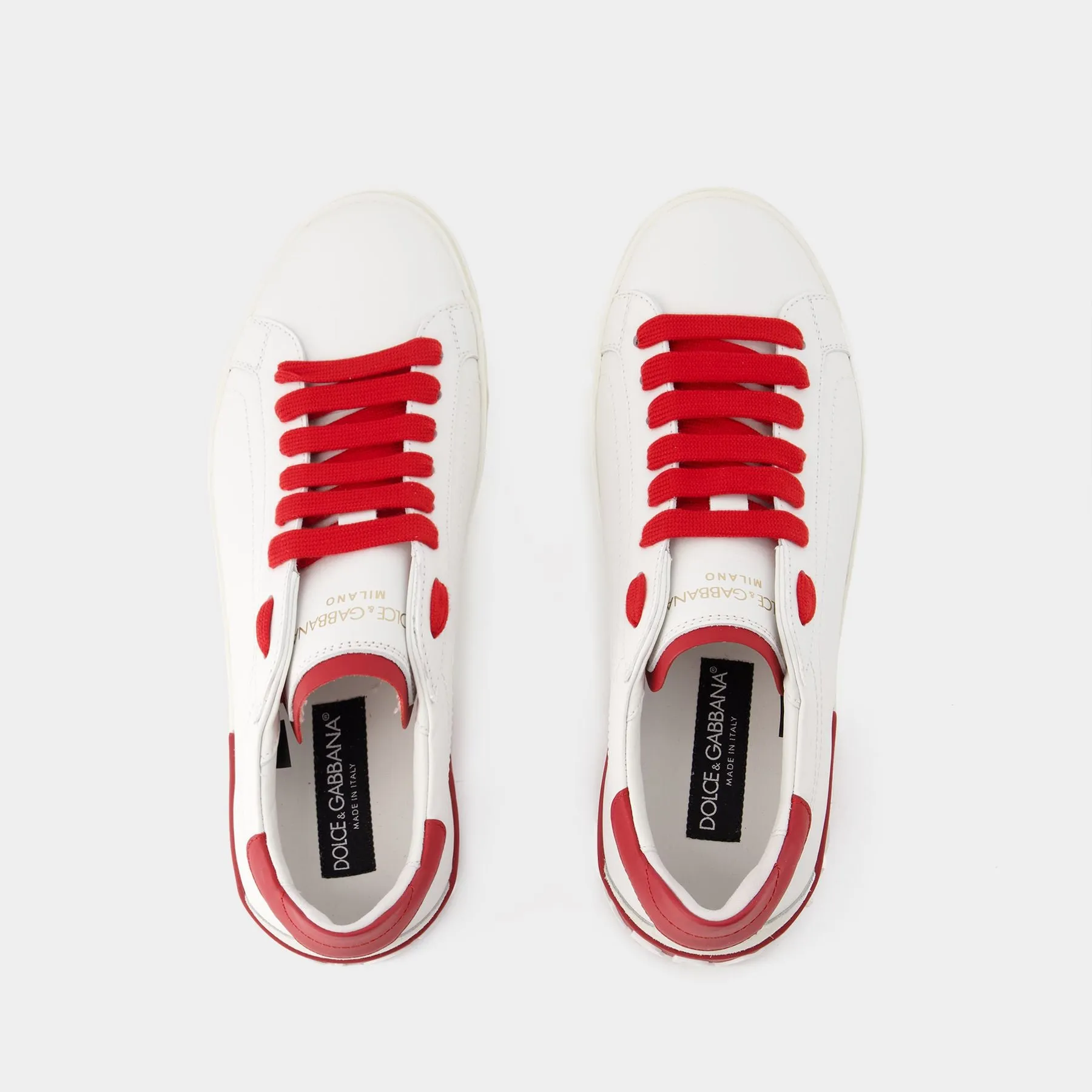 Dolce&Gabbana  Portofino Sneakers - Dolce&Gabbana - Leather - White/Red