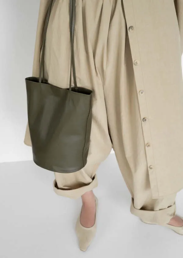 Drape Oval Bucket Bag - Army