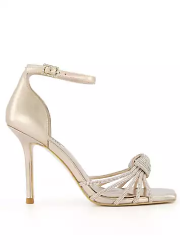 Dune London Marvella Gold Leather Diamante Knot Sandals | Grattan