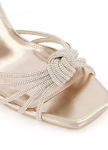 Dune London Marvella Gold Leather Diamante Knot Sandals | Grattan