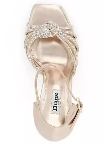 Dune London Marvella Gold Leather Diamante Knot Sandals | Grattan