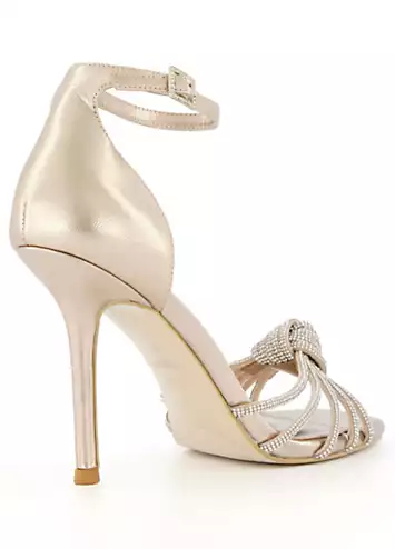 Dune London Marvella Gold Leather Diamante Knot Sandals | Grattan