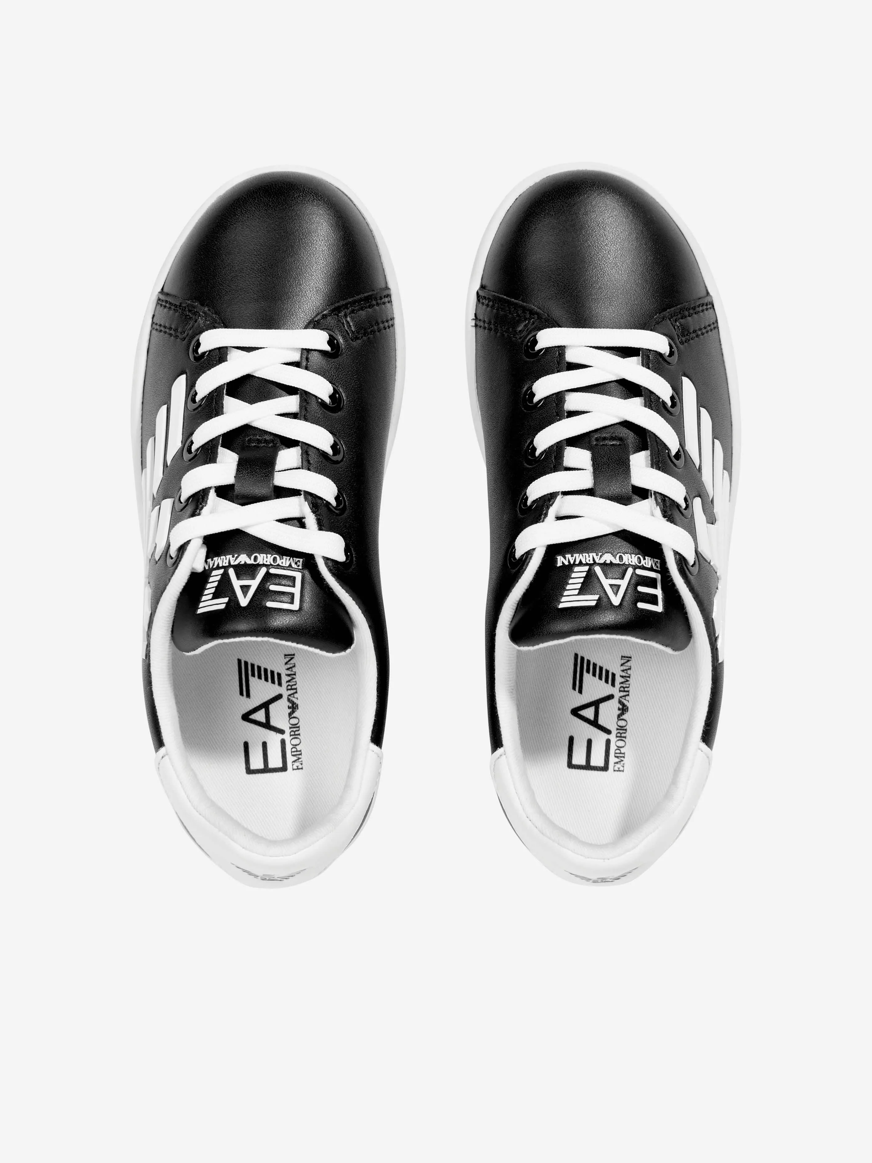 EA7 Emporio Armani Kids Leather Logo Trainers in Black