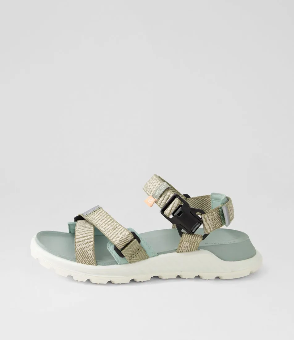 ECCO Exowrap W Sage Beige Ice Flower Fabric Sandals