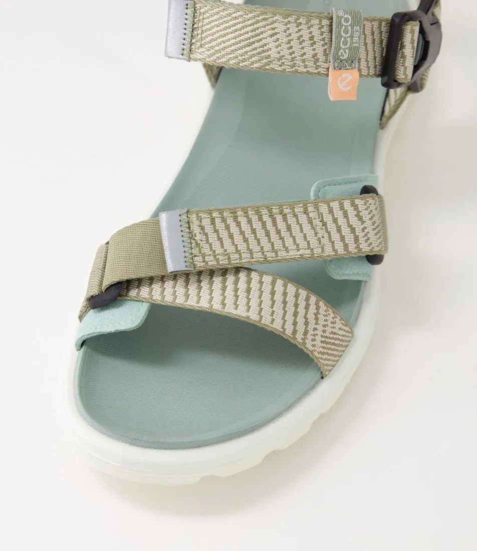 ECCO Exowrap W Sage Beige Ice Flower Fabric Sandals