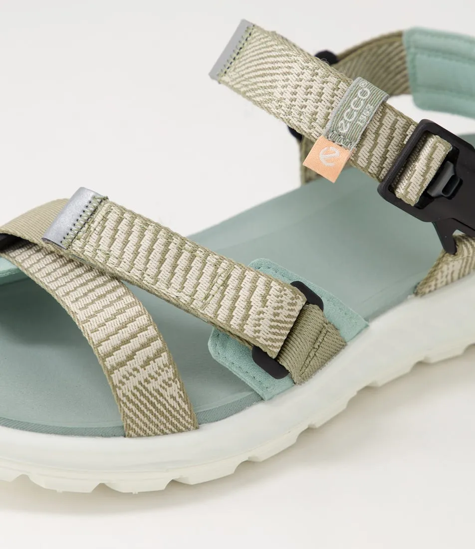 ECCO Exowrap W Sage Beige Ice Flower Fabric Sandals