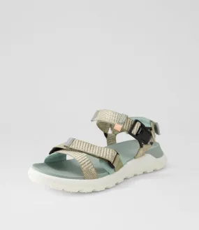 ECCO Exowrap W Sage Beige Ice Flower Fabric Sandals