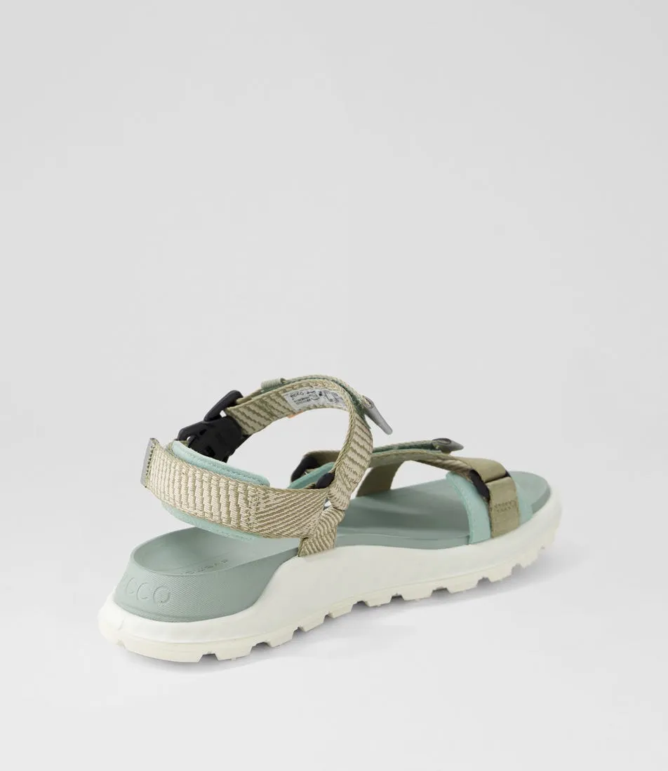 ECCO Exowrap W Sage Beige Ice Flower Fabric Sandals