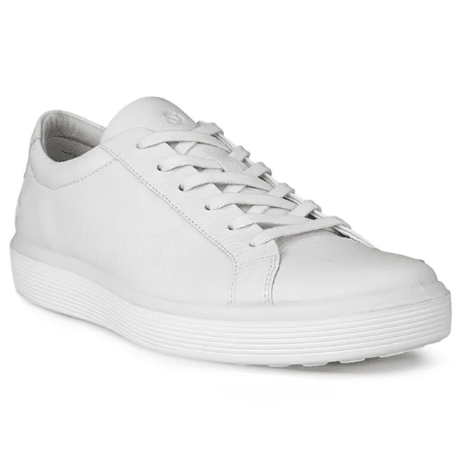 Ecco  Mens Soft 60 White Lace-Up Leather Trainers 582404-01007