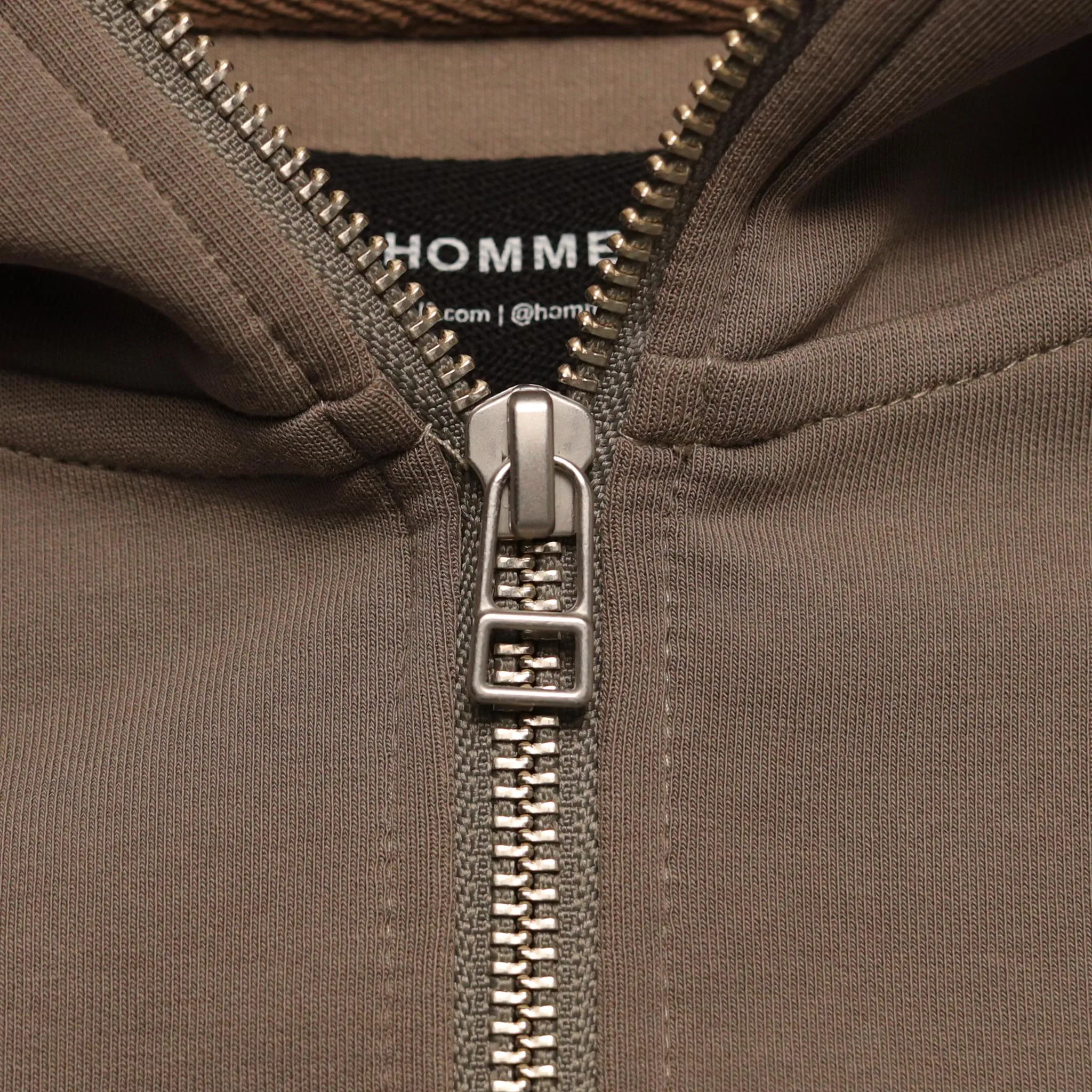 Embroidered H 2-Way Zip-Up Hoodie Hazelnut