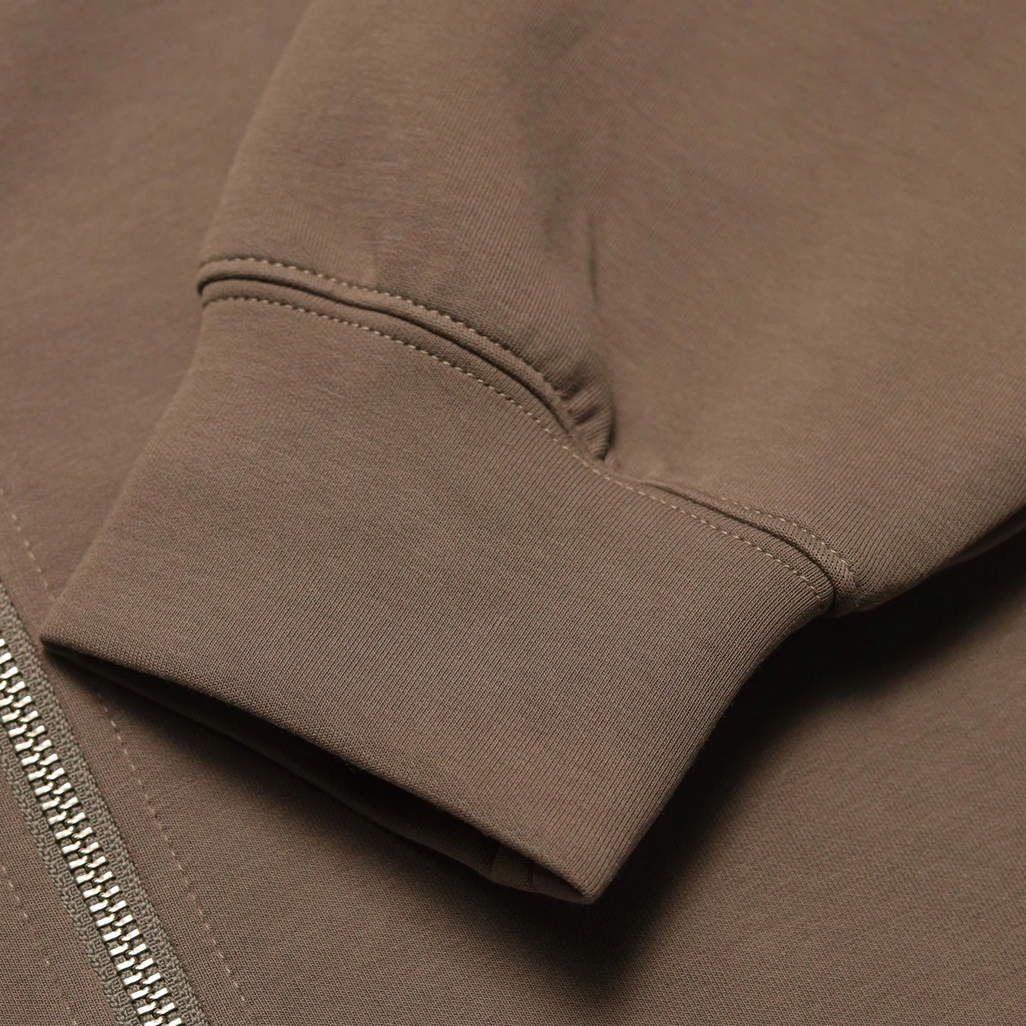 Embroidered H 2-Way Zip-Up Hoodie Hazelnut