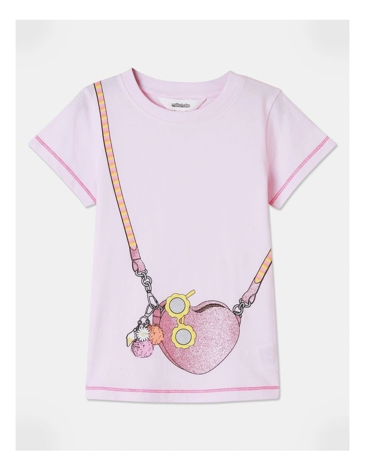 Essential Handbag Print Tee in Light Pink