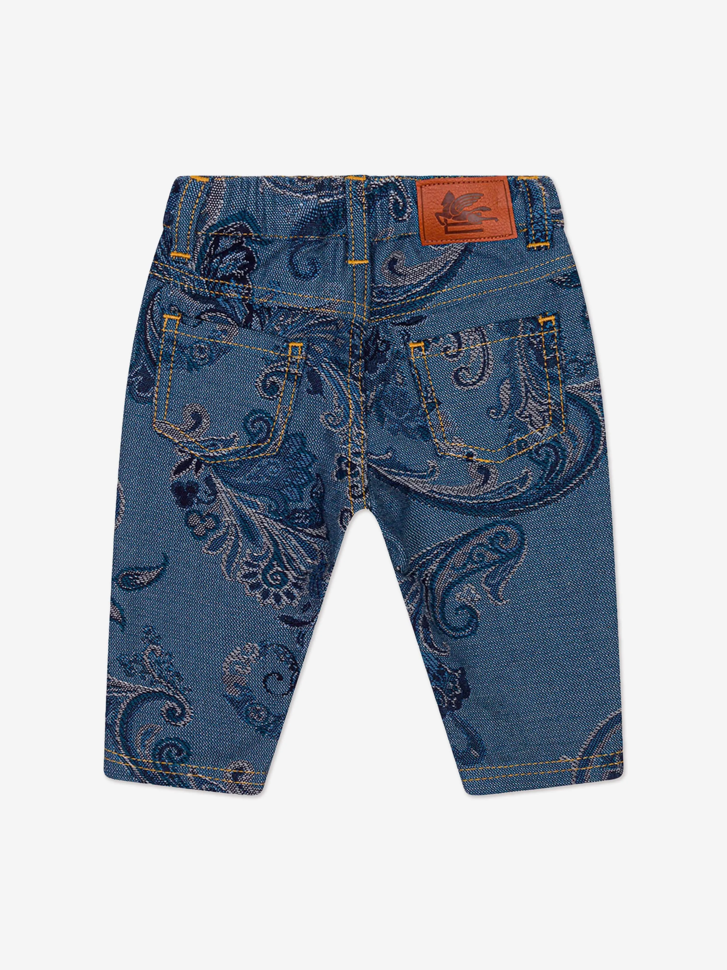 Etro Baby Boys Paisley Print Jeans in Blue